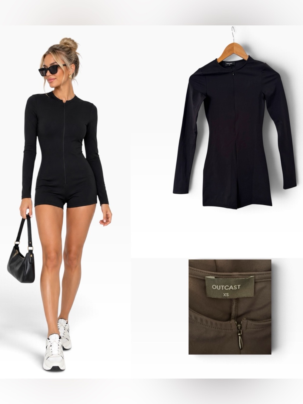 Outcast Front Zip Shorts Romper
